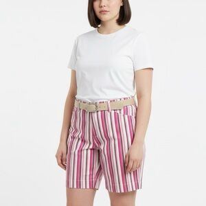 Jones New York Sport Pink Stripe Shorts, 11" Inseam, Sz 16, White, Pink, Black